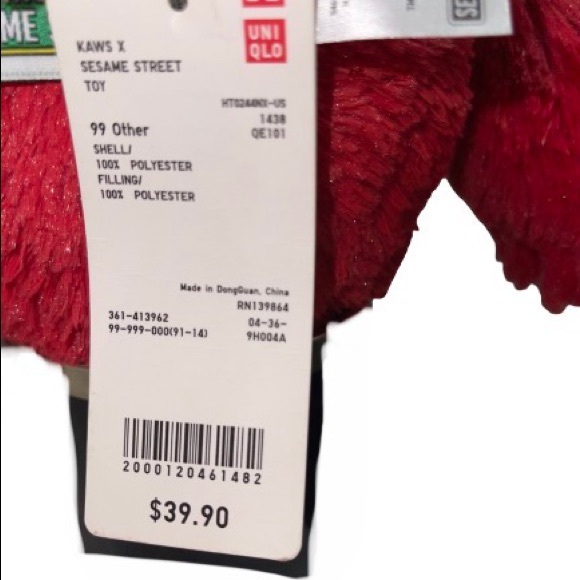 KAWS Uniqlo Sesame Street ELMO Plush Doll Dead Stock Limited Edition NWT - Picture 5 of 6
